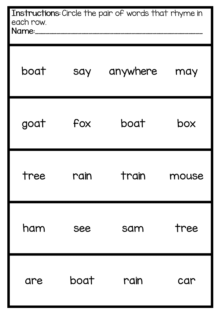 Circle the rhming words that match