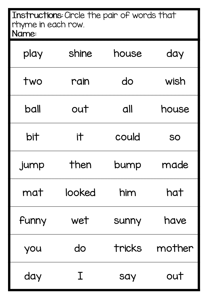 The Cat in the Hat – Rhyming Word Exercises | Dasbeth Online Languages