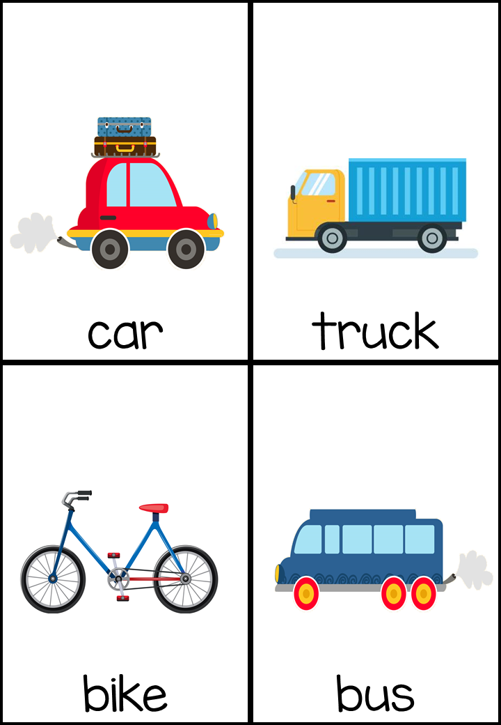 Means of Transport Vocabulary Flashcards  Transportation preschool,  Flashcards, Transportation