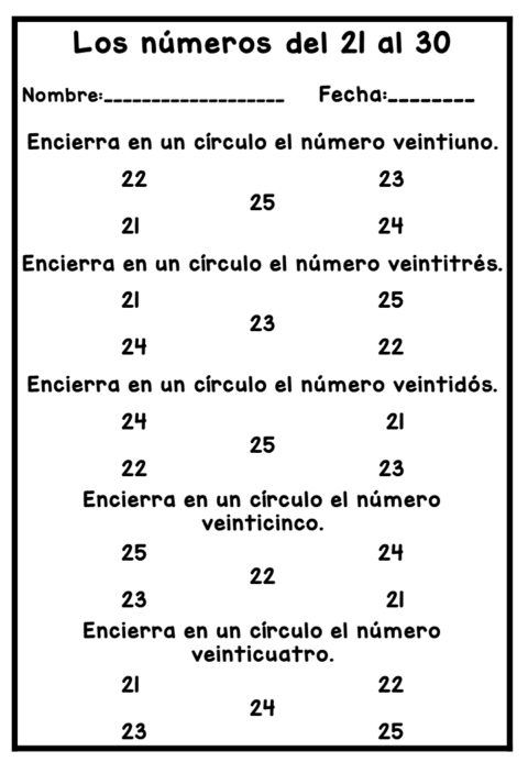 Números en español del 1 al 30 y del 10 al 100 para niños de clase ELE ...