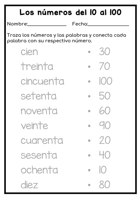 Números en español del 1 al 30 y del 10 al 100 para niños de clase ELE ...